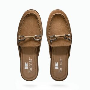 Riomar "The Bahia-El Camino" women's mule loafer in a tan/brown textured leather